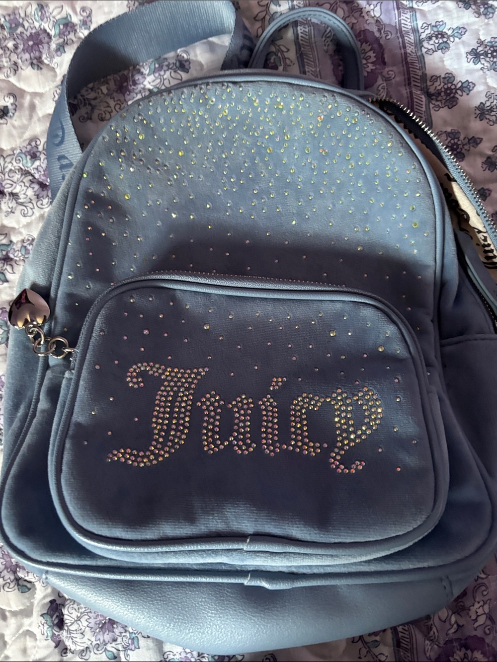 Juicy Couture Powder Blue Rhinestone Mini Backpack